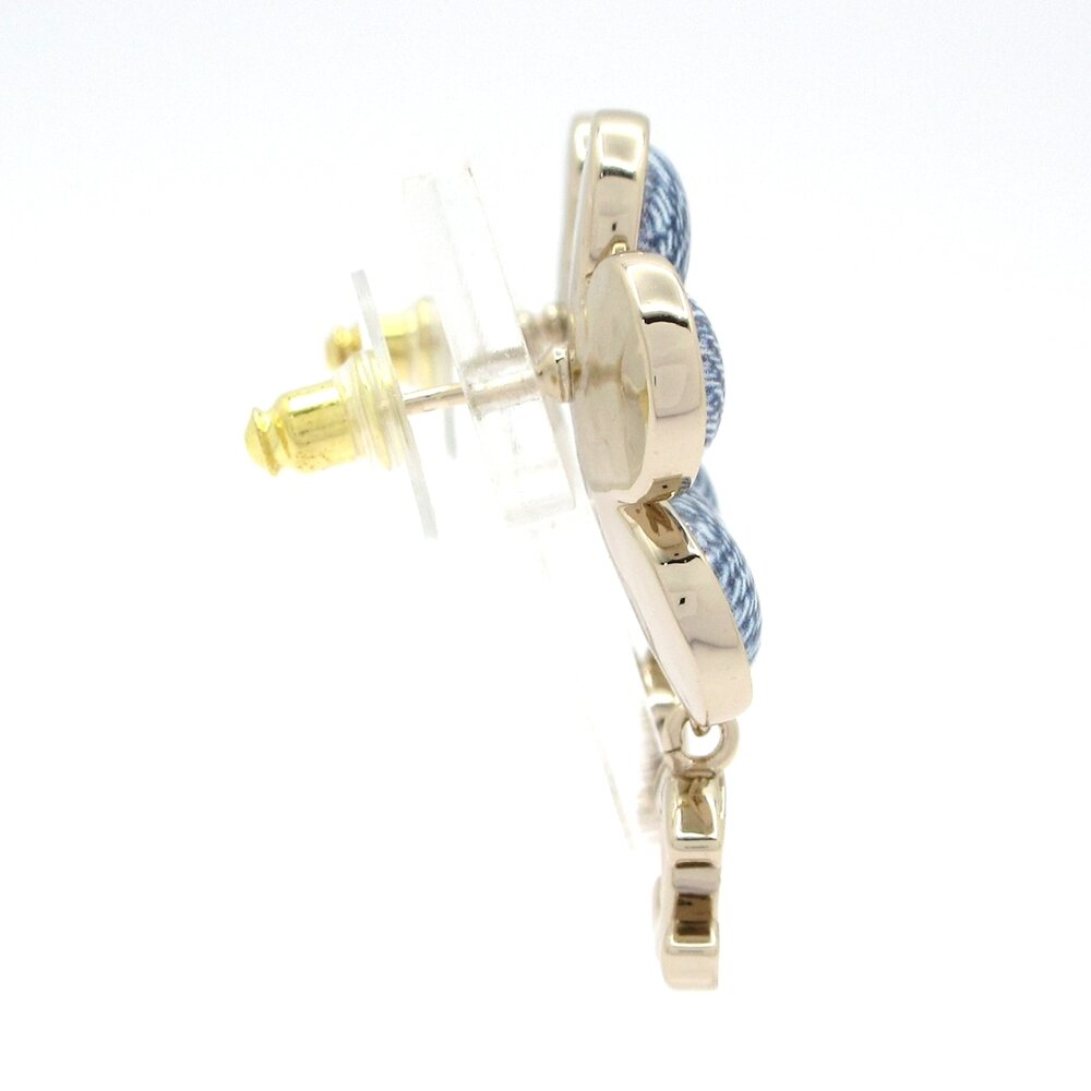 Chanel Coco Earrings Gold Light Blue Clear - Picture 2 of 7